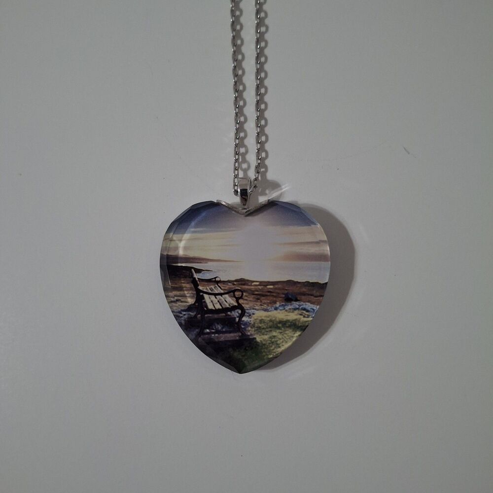 Heart Bench Scenic View Past Loved Ones Always Near Love Pendant Necklace Death